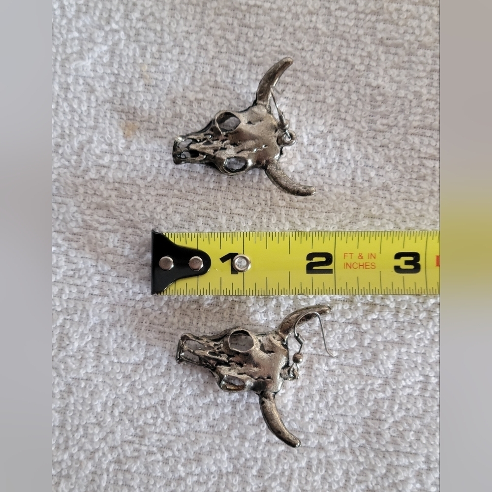 Vintage Steer Skull Earrings - Picture 9 of 10